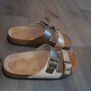 Time and Tru Women's Platform Footbed Sandals